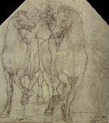 Leonardo  Da Vinci Horses with horsemen oil painting artist